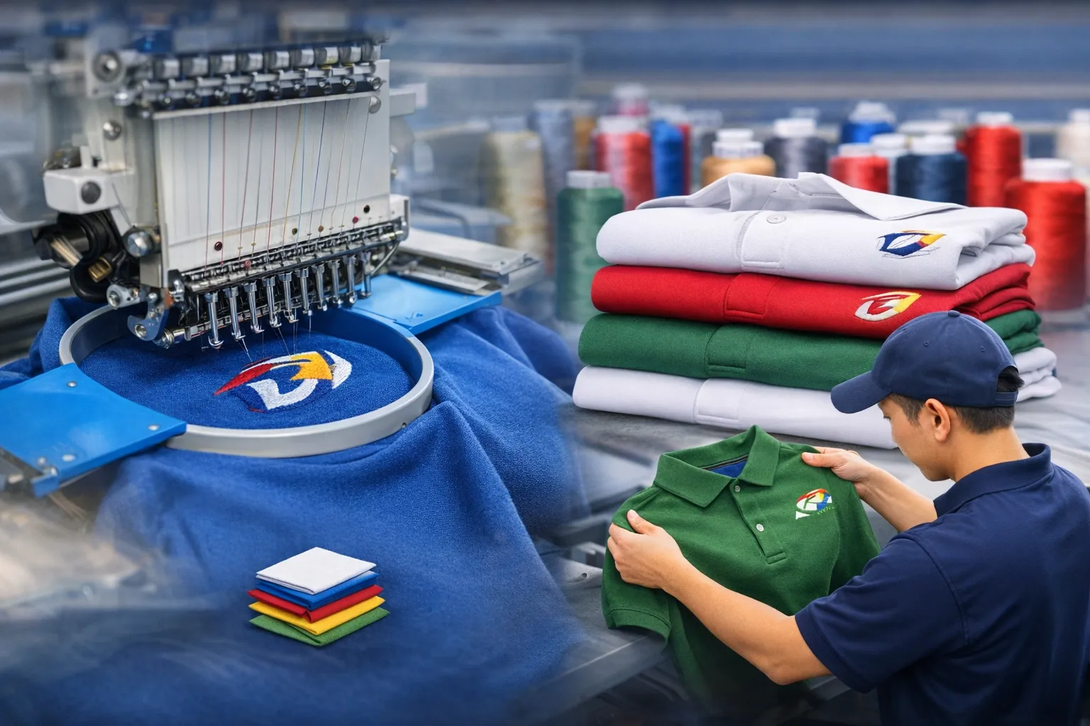 โรงงานรับทำเสื้อโปโลพร้อมปักสำหรับองค์กร ตั้งแต่เลือกผ้า ออกแบบ และปักโลโก้