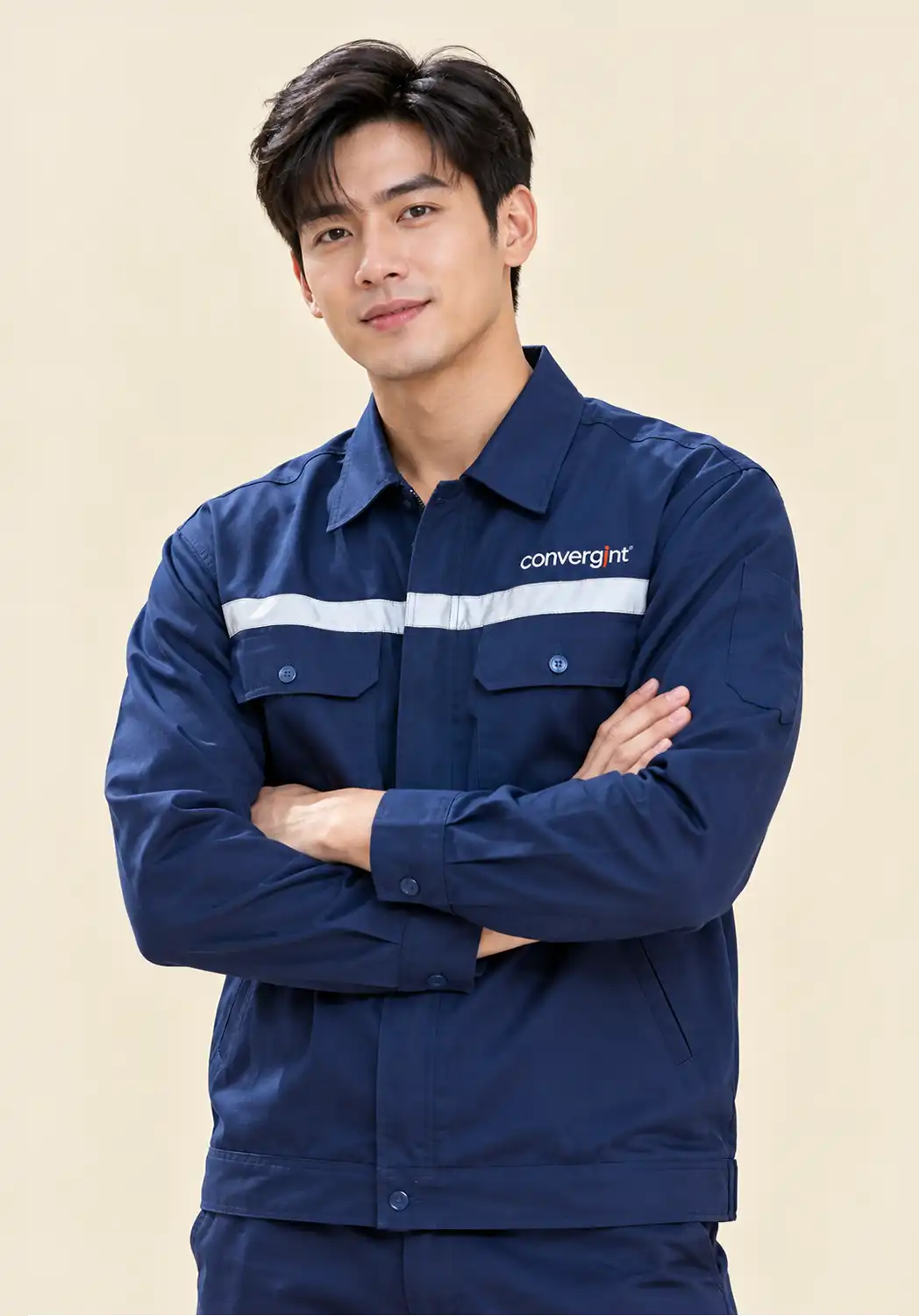เสื้อช่าง ชุดยูนิฟอร์มโรงงานพร้อมแถบสะท้อนแสง Convergent รับผลิตโดย VS Uniform Group